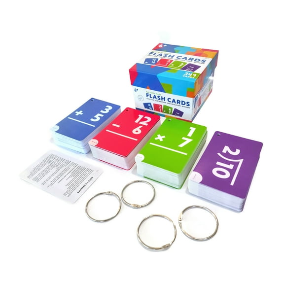 Carson Dellosa All Facts Math Flash Card Box Set (349 cards, 4 book rings, 4 dividers)