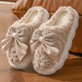thumbnail image 3 of Zapatillas de algodón para mujer en otoño e invierno, sensación de lazo, zapatillas de algodón de suela gruesa, cómodas, ligeras y cálidas zapatillas de lana para interiores, 3 of 5