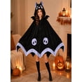 thumbnail image 6 of Halloween Bat Blanket Hooded Cape Costume, Cute Bat Blanket Hoodie, Soft Hooded Bat Cape for Women, Wearable Bat Blanket Adult for Halloween Cosplay Party Night, 6 of 14