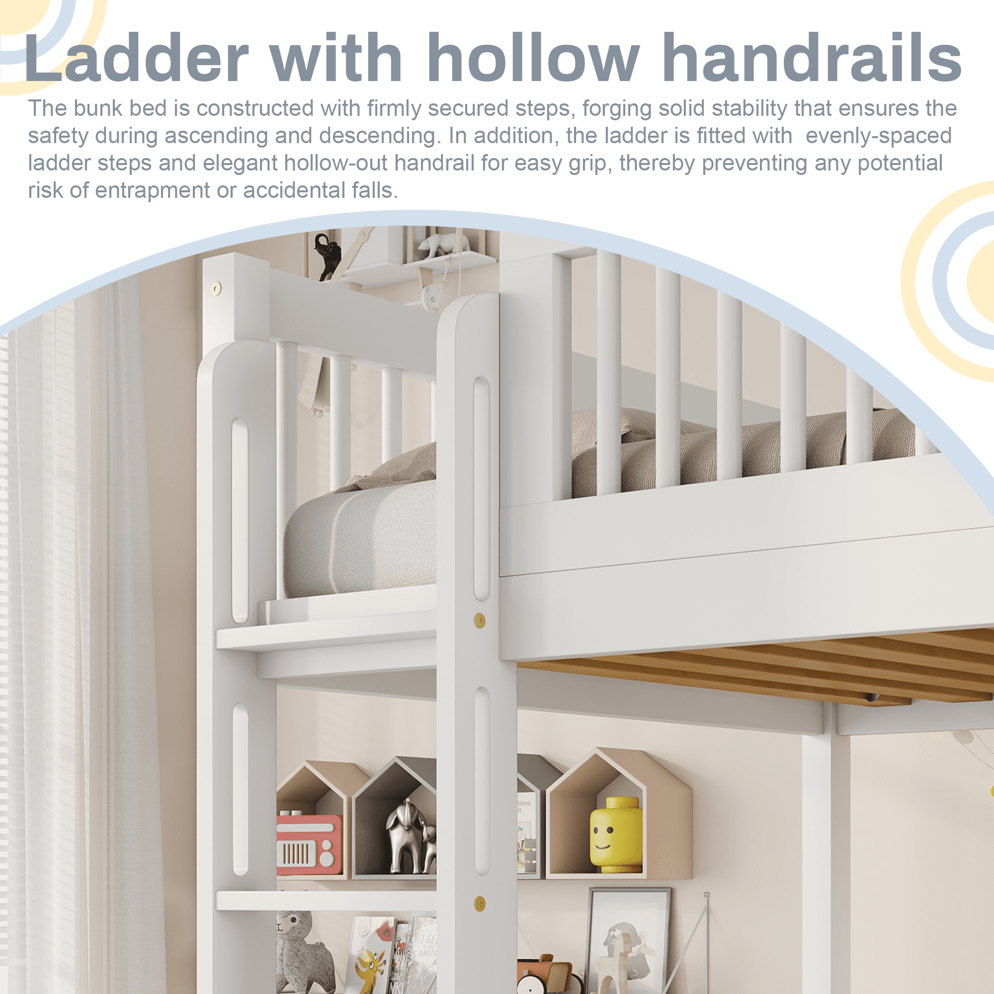 Mintazer Twin Over Twin Wood Bunk Bed With 2 Drawers & Guardrail for Teens, Converted Into Two Beds for Bedroom Dormitory, White