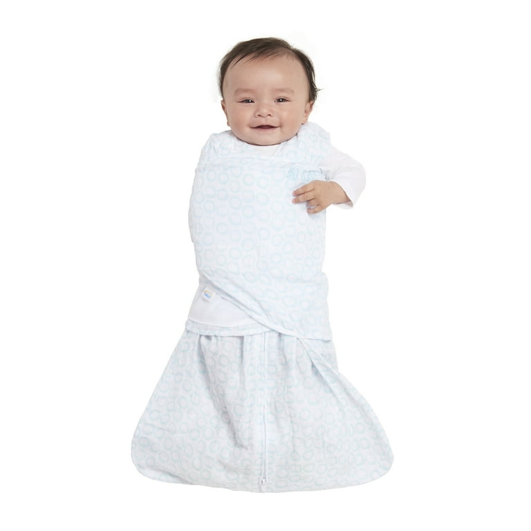 HALO SleepSack Swaddle, 100% Cotton Muslin, Turquoise Circles