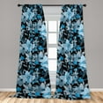 thumbnail image 2 of Floral Window Curtains, Watercolor Style Blooming Cold Colored Wild Flowers on Dark Background, Lightweight Decor 2-Panel Set with Rod Pocket, Pair of - 28"x84", Black Sky Blue and Grey, by Ambesonne, 2 of 3