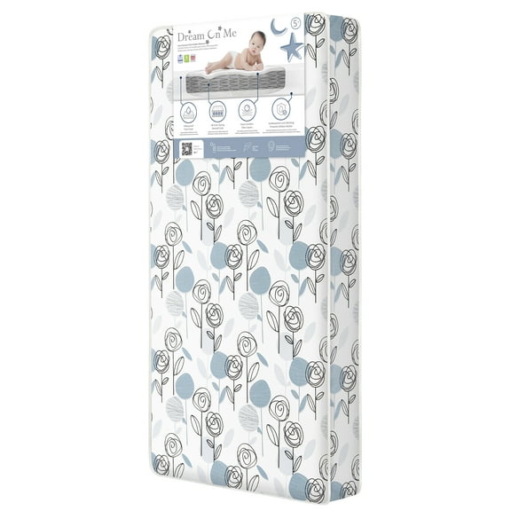 Dream On Me Nap Nest Crib and Toddler Mattress, Teal Flowers