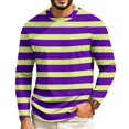 thumbnail image 3 of Dwelliawo Long Sleeve Shirts for Men Fashion Striped T-Shirt Casual Round Neck Loose Fit Pullover Tops Spring Fall Clothes Dark Purple L, 3 of 4