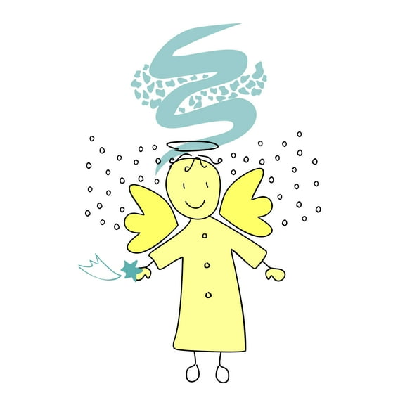 RELIGION - Easy To Apply Vinyl Religious Image Art Décor Guardian Angel Child Illustration Design Multicolored Home Living Room Wall Decal Sticker - Kids Bedroom Fairy Art Wall Decoration 14" x 20"