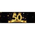thumbnail image 3 of Black Background Glittery Golden Happy 50th Birthday Banner Balloons Crowns Cakes Stars Party Supplies Photography Props Birthday Decoration Decor Backdrop, 3 of 7