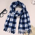 thumbnail image 2 of Eosunjian Unisex Winter Scarf Color Matching Plaid Print Tassel Thick Warm Soft Double-sided Plush Long And Wide Keep Warm Neck Protection Lady Fall Scarf (Khaki), 2 of 13