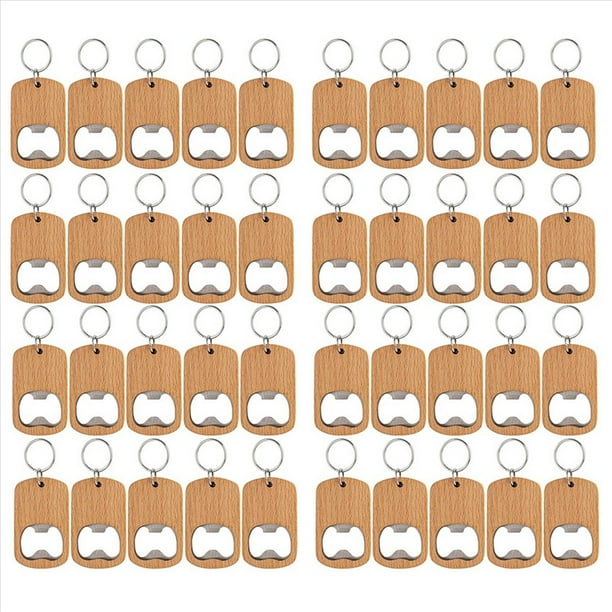 40 Piezas de Abridor de Madera, Llaveros de Madera, Abridores de en , Llaveros de Grabado de Madera, Etiquetas para Llaves para Manualidades de Bricolaje