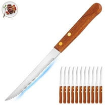 Jeaker Steak Knives Set of 12, Jeaker Wood Handle Stainless Steel Steak Knife Set, Serrated Steak Knives for Home, Restaurant, Events