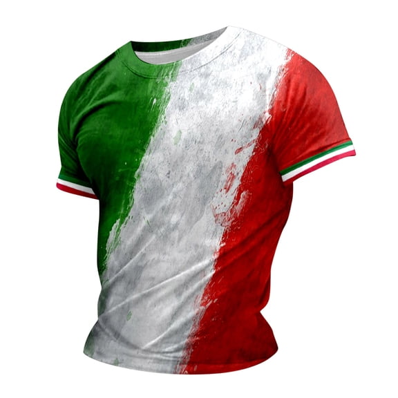 SXcggal Male Print Italy Theme Number Casual Crewneck Graphic Plus Size Shirt Printed Solid Color Short Sleeve Top Breathable Lightweight Men's T-Shirt