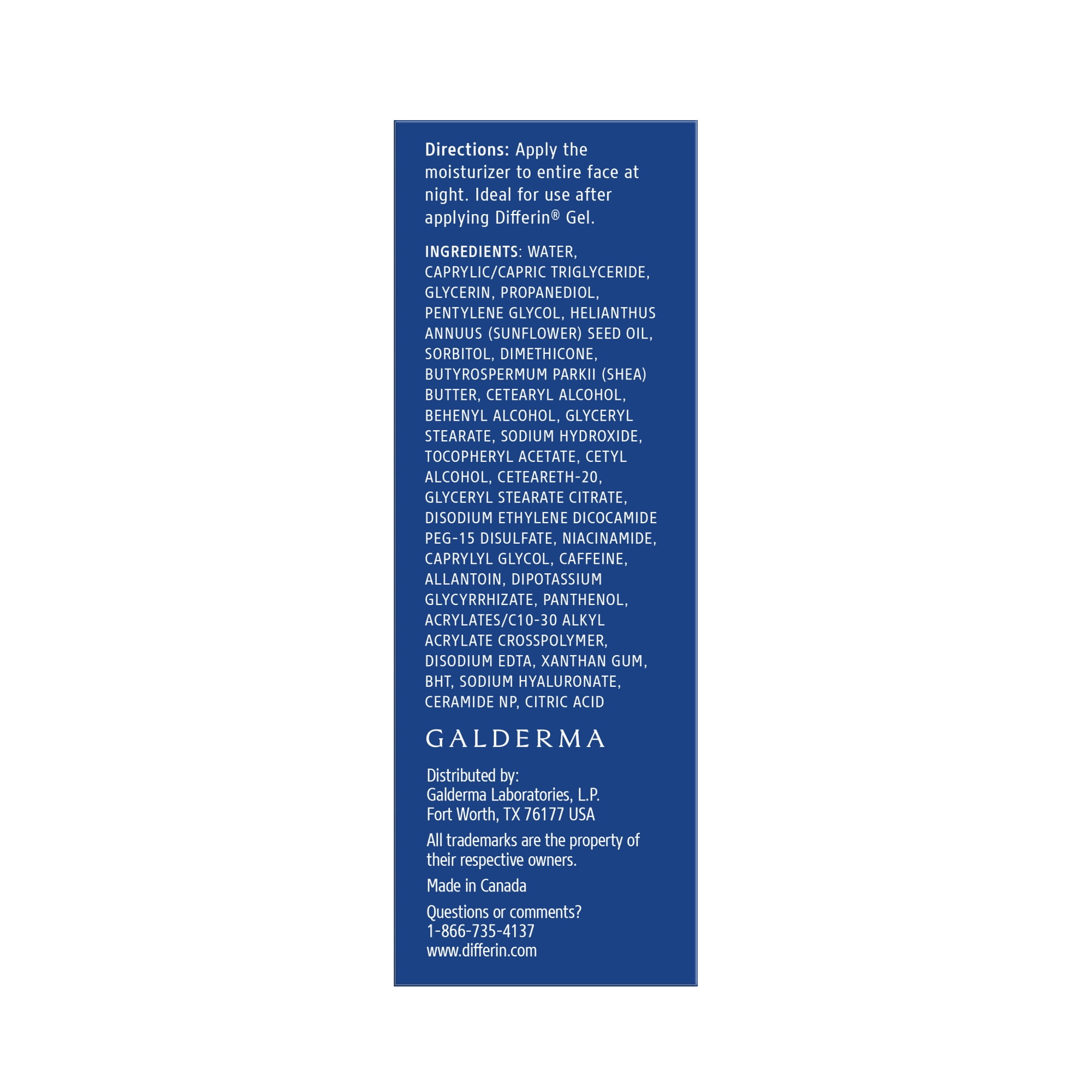 Differin Restorative Night Moisturizer with Hyaluronic Acid, Fragrance-Free, 2.5 oz