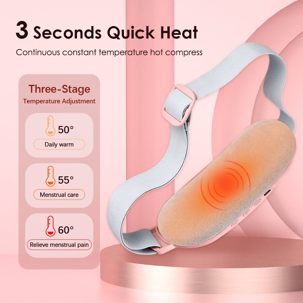 Portable Heating Pad，Heating Pad for Menstrual Portable Cordless Heating Pad for Stomach Back Belly, ,Portable Warmer,Pink