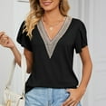 thumbnail image 2 of Pompotops Women's V- Neck Recreational Short Sleeve Tops, 2 of 9