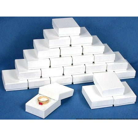 25 White Swirl Cotton Charm Jewelry Boxes Gift Display 2 1/8" x 1 5/8" x 3/4"
