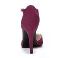 thumbnail image 2 of BLISSFUL STEP Women's Shoes Round Toe Stiletto Heel T-Strap Sandals Burgundy 10, 2 of 8