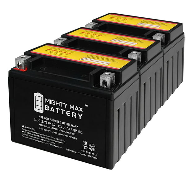 YTX9BS SLA Battery for Kawasaki 300 EX300 Ninja, ABS 2017 3 Pack