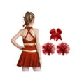 thumbnail image 2 of renvena Kids Girls Cheer Leader Uniform Cheerleading Dance Dress with Pom Poms Headwear B Red 6, 2 of 7