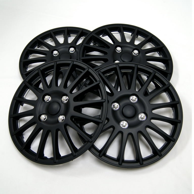 TuningPros WSC 611B16 Set of 4 Matte Black Hubcaps 16