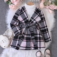 thumbnail image 2 of Povozer Girls Dress Coats Cute Long Sleeve Outwears Faux Wool Lapel Peacoat with Pockets(Black,3-4 Years), 2 of 6