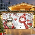 thumbnail image 2 of Fsddascl 7 x 16 Ft Christmas Garage Door Cover, Christmas Snowman Large Garage Door Banner, Xmas Snowflake Botanical Poinsettia Hanging Garage Mural Background for Indoor Outdoor Xmas Party Supplies, 2 of 9