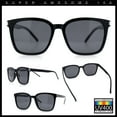 thumbnail image 2 of Polarized Gentlemanly Classy Rectangle Horn Rim Plastic Fashion Sunglasses All Black, 2 of 7