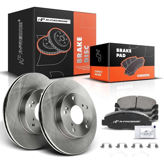 A-Premium 10.31 inch (262mm) Front Vented Disc Brake Rotors Ceramic Pads Kit Compatible with Honda Models - Civic 2012, Civic 2013-2015 (Manual Transmission), 1.8L, 6-PC Set