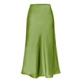 thumbnail image 6 of HGIEYS Women High Waist Silky Satin Midi Skirt Elastic Waist A Line Skirt with Slit, 6 of 6