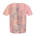 thumbnail image 5 of IYYVV Plus Size Tops Summer Short Sleeve Cotton Shirts For Women Crew Neck Tunic Boho Floral T-Shirt Boho Sweatshirt Fall Clothes Hot Pink 5XL, 5 of 5