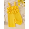 thumbnail image 2 of FEORJGP Toddler Baby Girls Summer One-piece Jumpsuits Infant Casual Sleeveless Cami Rompers Solid Color Ruffle Trim Playsuits Wide Leg Bodysuits Kids ashion Cute Beachwear for Daily Vacation, 2 of 7