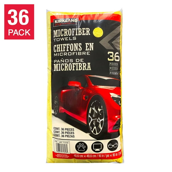 KK's leather Solid Print Microfiber Towels & Washcloths, Yellow, 36 Count