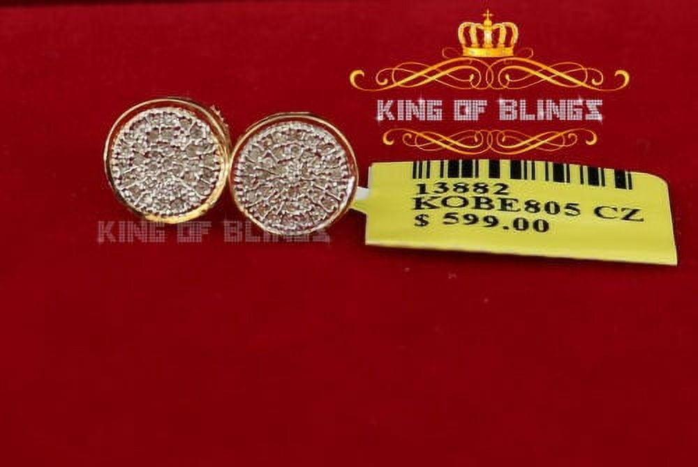 King of Bling's 10K Real Yellow Gold with Real 0.15ct mens & womes Diamonds Round Stud Earrings