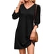 thumbnail image 3 of Vestido de verano WIHOLL con cuello en V y manga 3/4 para mujer, negro XL, 3 of 4
