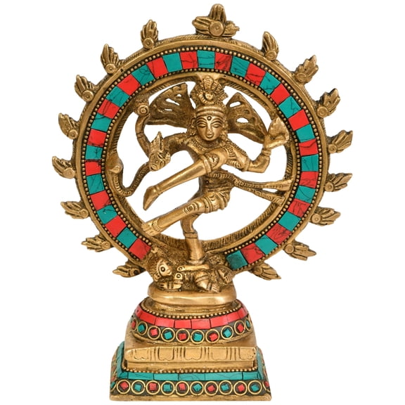6" Handmade Brass Nataraja Dancing Shiva Statue for Puja Altar Décor