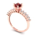 thumbnail image 2 of Clara Pucci 14K Rose Gold Solid Gold Garnet Solitaire with Accents Anniversary Ring for Women - 1.05 cttw Round Cut, 2 of 8