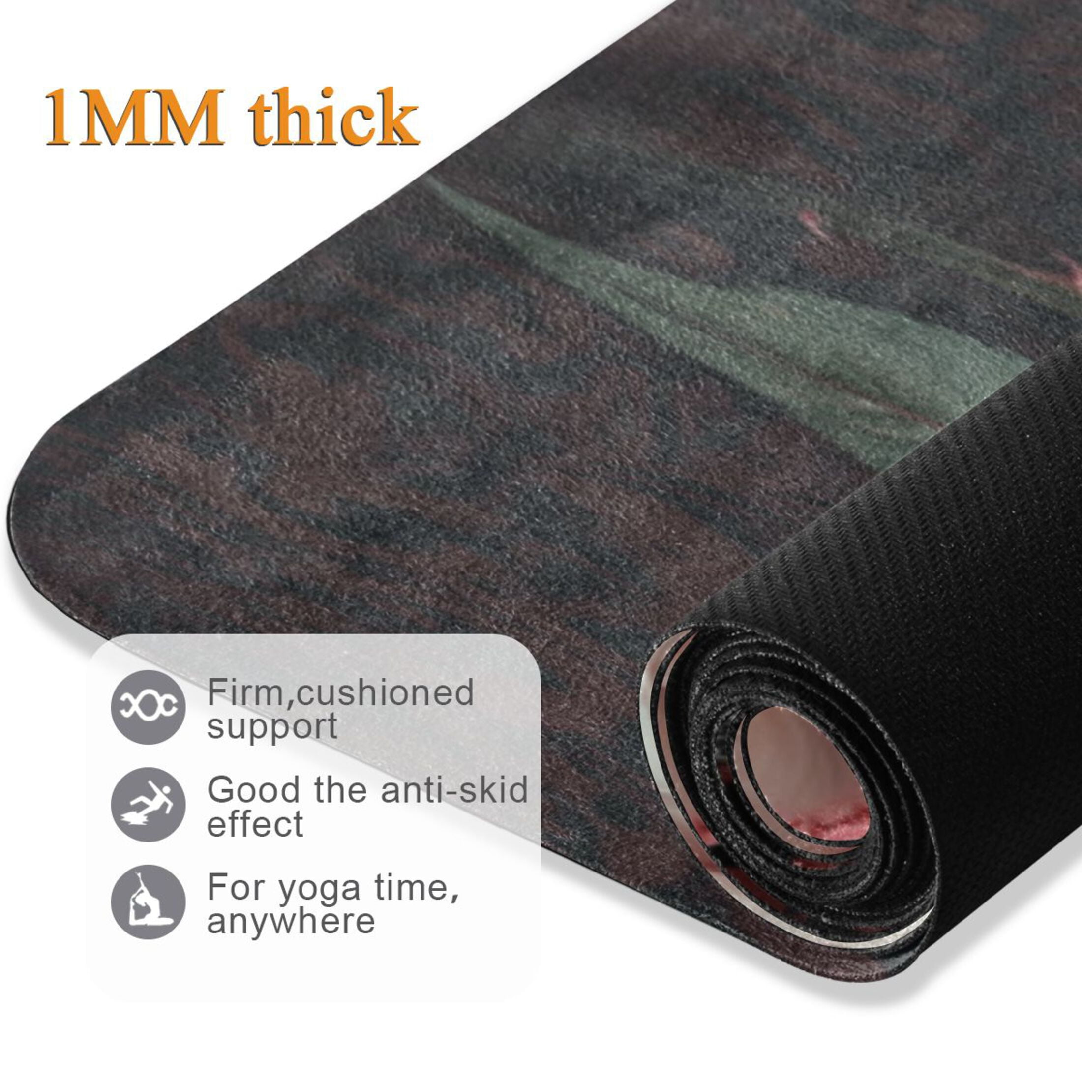 BZSMCE Yoga Mat Women Fitness Mat Midnight Ros Pattern
