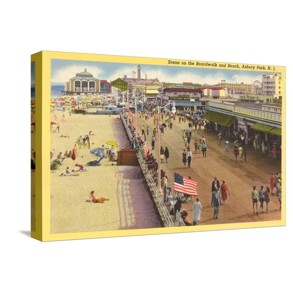 Art.com Boardwalk, Asbury Park, New Jersey Stretched Canvas Print Wall Art, 18" x 12"