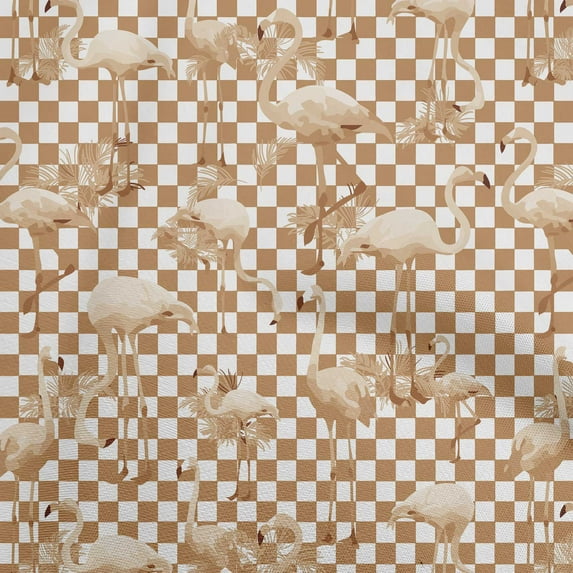 oneOone Viscose Chiffon Light Brown Fabric Check & Toucan Craft Projects Decor Fabric Printed By The Yard 42 Inch Wide