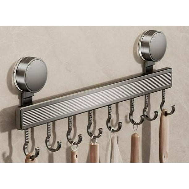 BRIGHTFUFU Gancho de ventosa para cocina, resistente, para colgar en la pared, con 8 ganchos para utensilios, para ollas, sartenes y toallas.