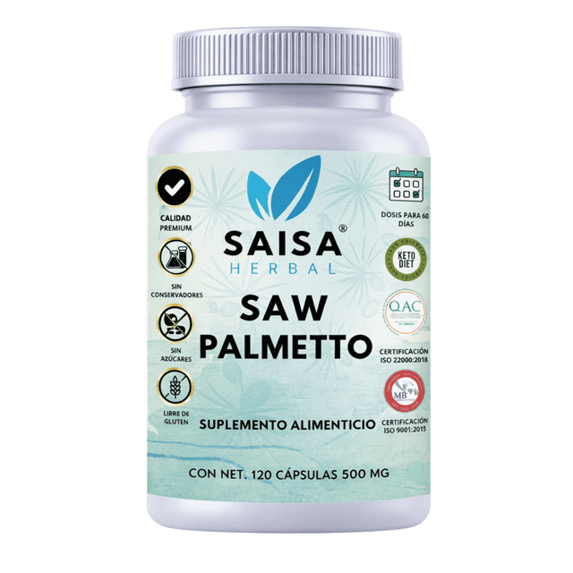 Saw Palmetto 120 Cápsulas | Suplemento Alimenticio | Extracto de Serenoa Repens | Uso Diario | Saisa Herbal