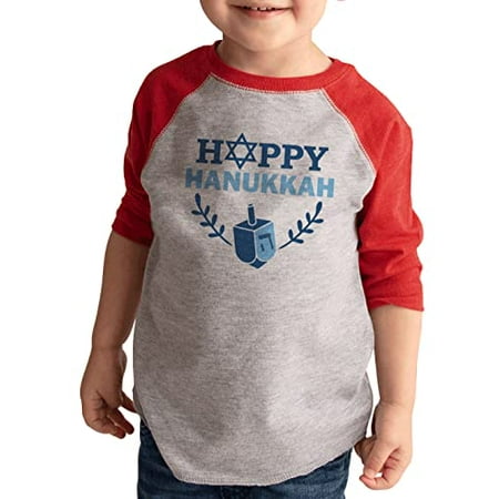 

7 ate 9 Apparel Kids Happy Hanukkah Shirts - Happy Hanukkah Dreidel - Red Shirt 18 Months