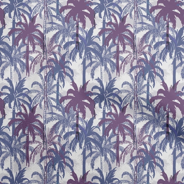 oneOone Rayon Purple Fabric Tropical Palm Tree Sewing Material Print Fabric By The Yard 56 Inch Wide