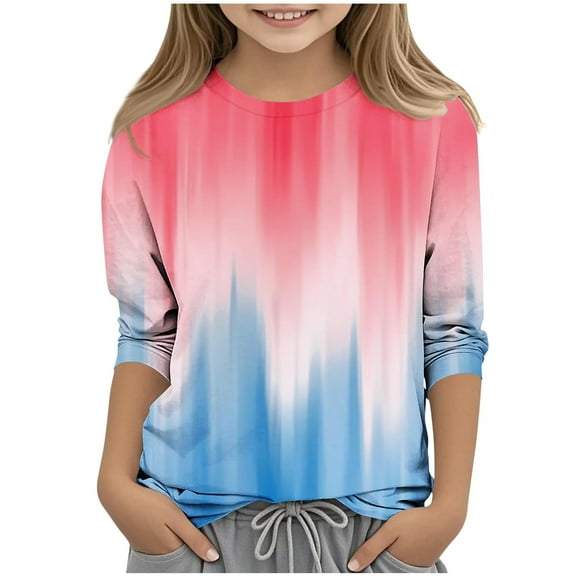 Fjofpr Toddler Girl Clothes under $5 Toddler Girl Clothes 4T Shirts Summer And Spring Toddler Girls Kids Fashion Children Round Neck 3/4 Sleeve Printing T-Shirt Blouse (3-12 Years)