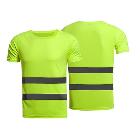 

L-3XL HI VIZ VIS HIGH VISIBILITY SHIRT REFLECTIVE TAPE SECURITY WEAR T-shirt