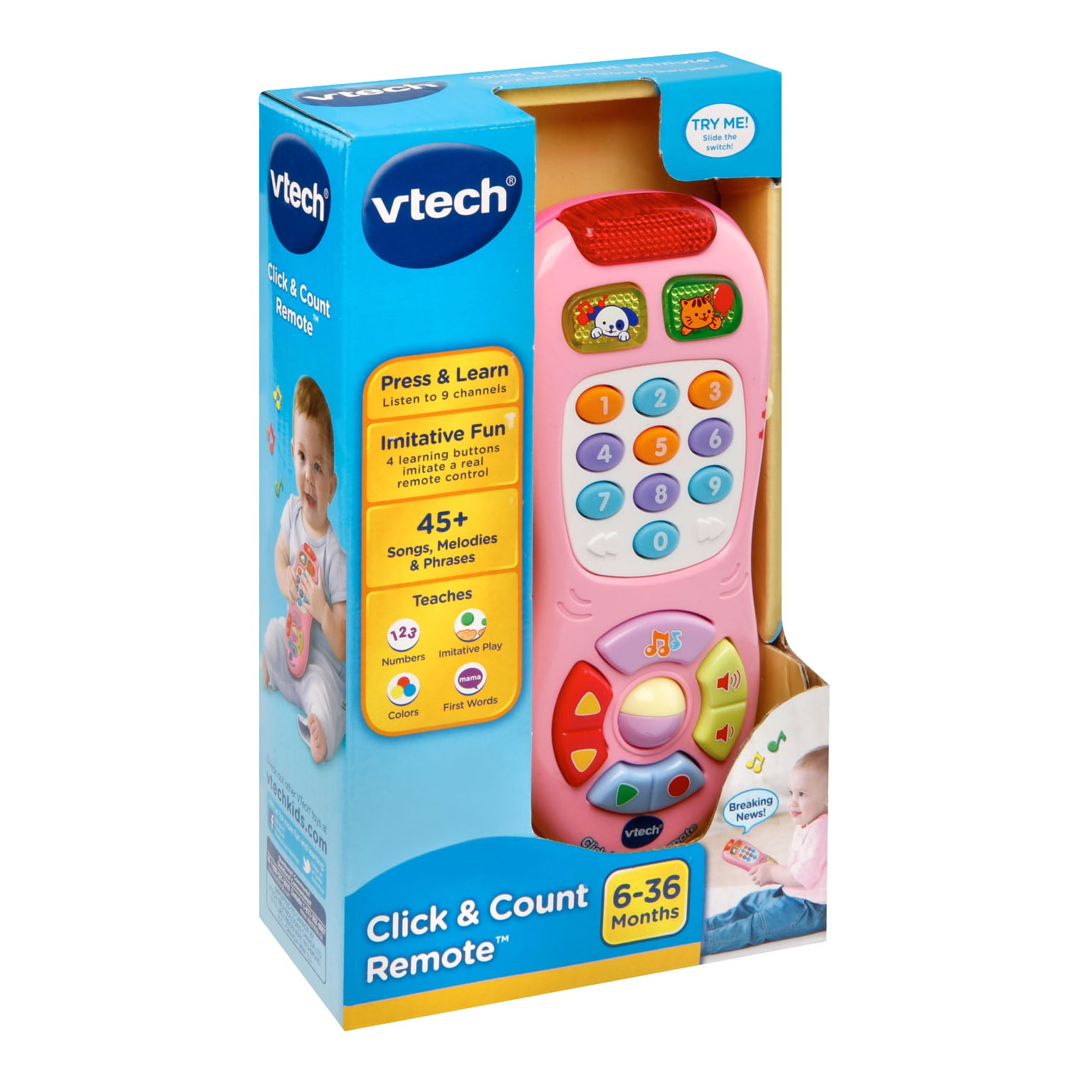 VTech Click and Count Remote With Nine Pretend Channels, Pink