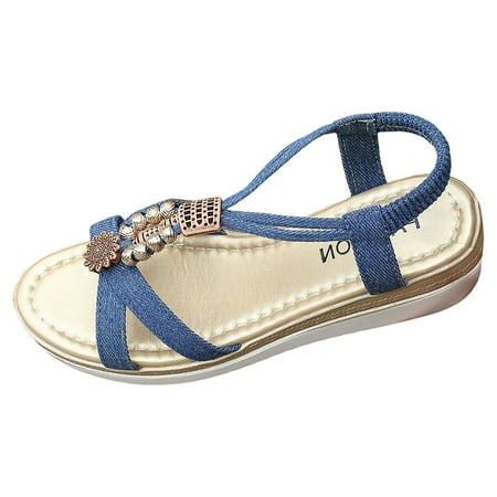 

Jungdeepe Women s Large Size Open Toe Beaded Sandals Bohemian Go Walk Women Sandals for Sandal Slippers for Women with A Bow Womens Strap Sandals Flat High Heel Sandals for Women 7 1/2 Wide
