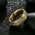 thumbnail image 3 of Tioneer Dome Tungsten Carbide Ring w Eternity Cubic Zirconia in Silver Gold or Black w Black CZ, 3 of 5