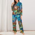 thumbnail image 3 of Kll Sea World Print Women'S Long Sleeve Pajamas With Pants Sleepwear Loungewear 2 Set-Xx-Large, 3 of 9