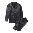 thumbnail image 3 of Aunavey Women Pajamas Set Notch Collar Soft Sleepwear Pjs Short Sleeve Button Down Nightwear with Long Pants, 3 of 6