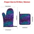 thumbnail image 2 of Daiia Purple and Green Glitter Pattern Oven Mitts and Pot Holders 4 pcs Set,High Heat Resistant 500 Degree Extra Thicken Long Kitchen Cotton Oven Glove, 2 of 6