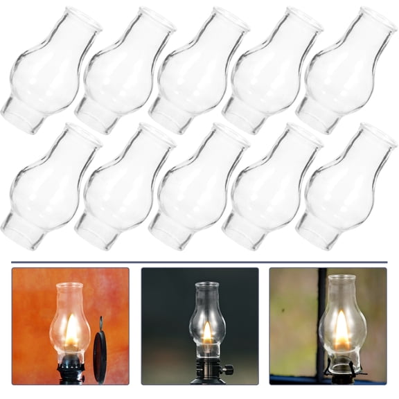 FESTFENDS Oil Lamp Glass Chimneys Retro Style Glass Windproof Lampshade for Emergency Lighting 10Pcs